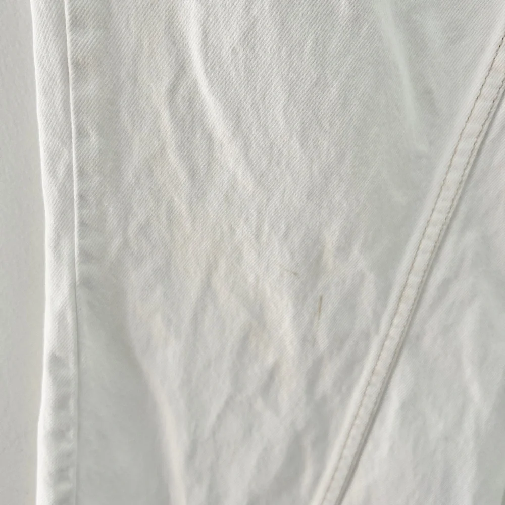 ZARA Wide Leg White Jeans Size 10 Unique Seam Insert Western Coastal Cowgirl - Picture 4 of 5